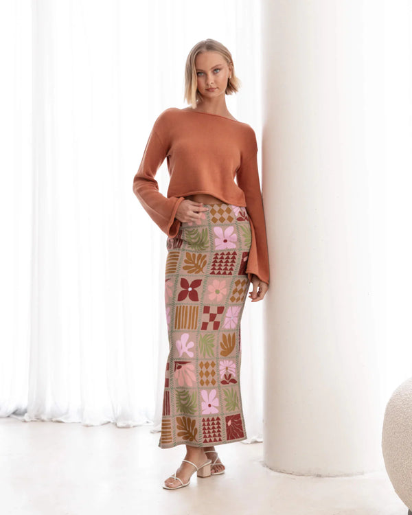 LISSE AUTUMN SIDE SPLIT MIDI SKIRT