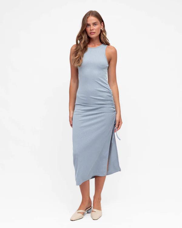RIBBED FINISH MIDI DRESS