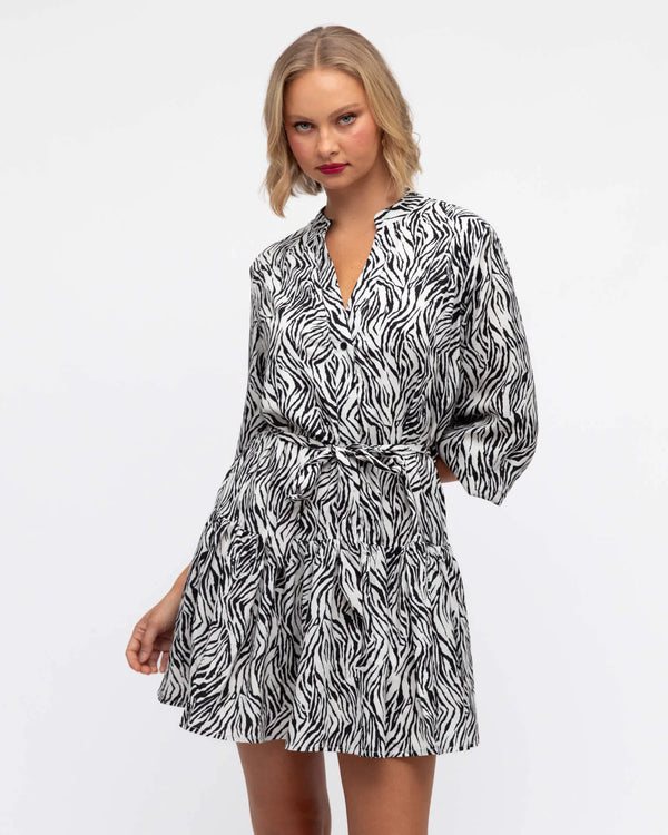 ZEBRA BUTTON UP MINI DRESS