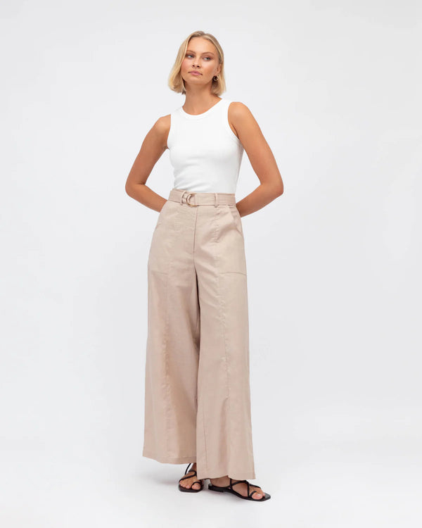 WIDE LEG PANTS WITH D-RING BELT