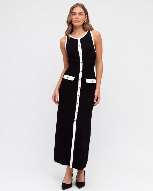 SLEEVELESS BUTTONED MAXI DRESS