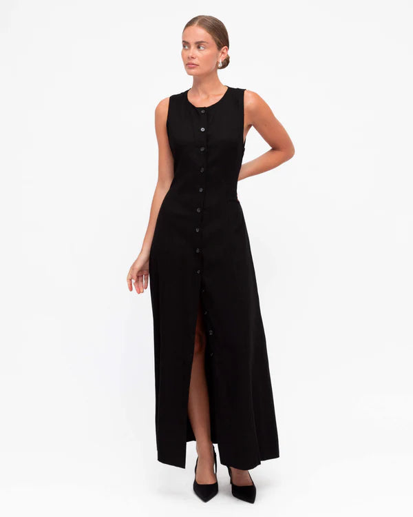SLEEVELESS BUTTON DOWN MAXI DRESS