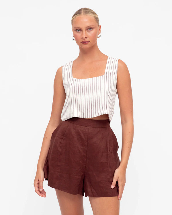 PINSTRIPE SQUARE NECK CO-CROP TOP