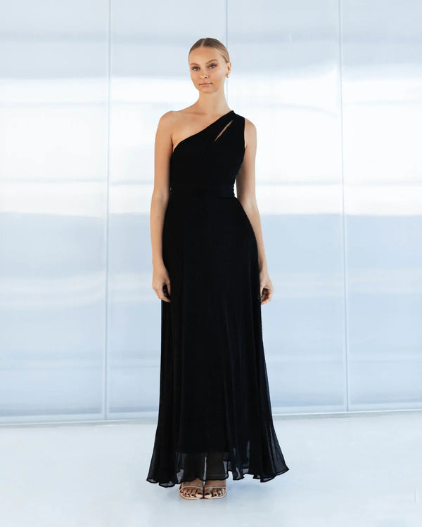 BLACK ONE SHOULDER MAXI DRESS