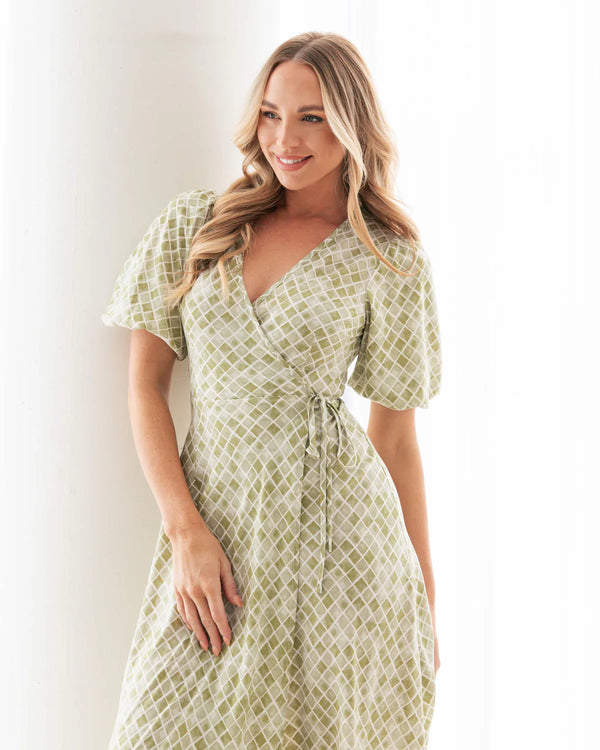 JADE WRAP MIDI DRESS