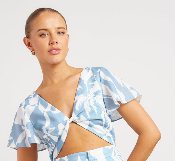 Tropical Icon Print Front Twist Top